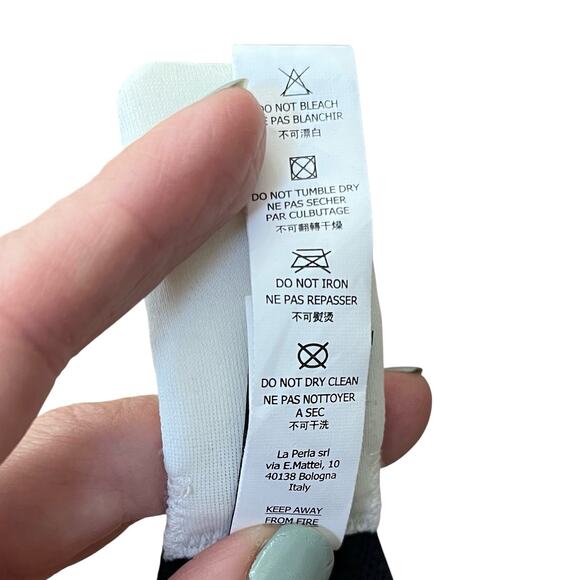 Miss Studio La Perla Sheer Mesh Lace Bra 34B Satin Wired Coquette Black White - Picture 10 of 10